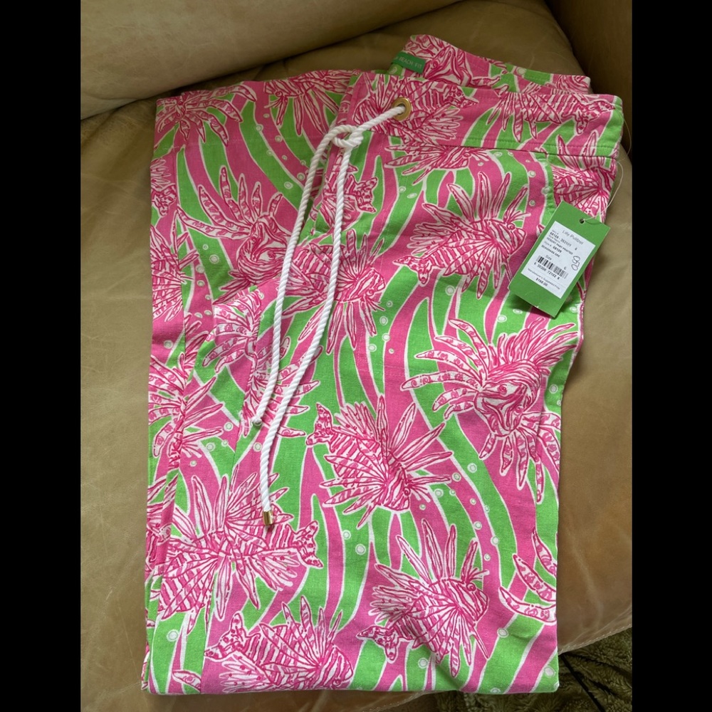 Lilly Pulitzer Pink and Green Wide Leg Pants